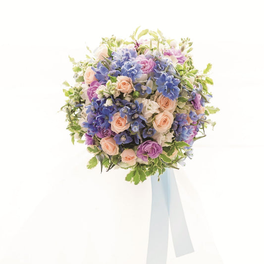 (WBQ06) Wedding Bouquet Pastel Blue Round